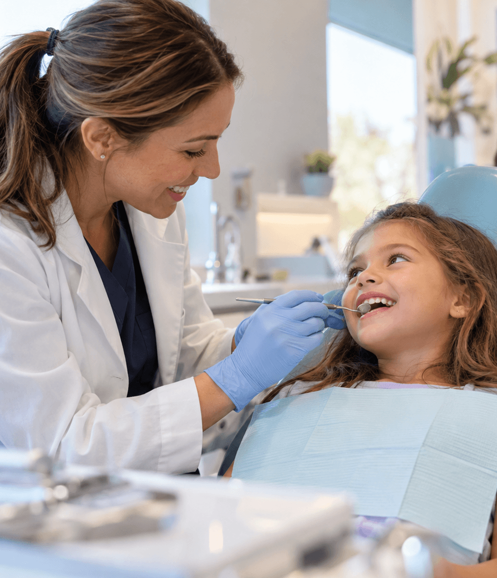 Child receiving an orthodontic evaluation